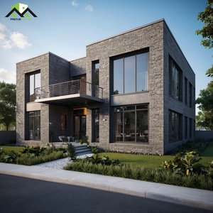 Villa Prefabricada Moderna de 2 Pisos con Estructura de Acero Ligero, Balcones de Vidrio y Detalles de Madera para Uso Residencial - Product Image 6