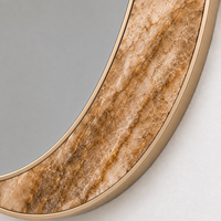 Miroir mural en marbre naturel biologique de luxe avec bordure en or champagne pour la décoration intérieure design