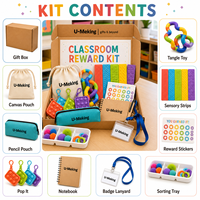 Kit de récompenses sensorielles personnalisé pour la salle de classe, coffret cadeau de récompenses scolaires, jouets sensoriels, autocollants, pochette, cahier, cordon, logo personnalisé, fabrication en usine