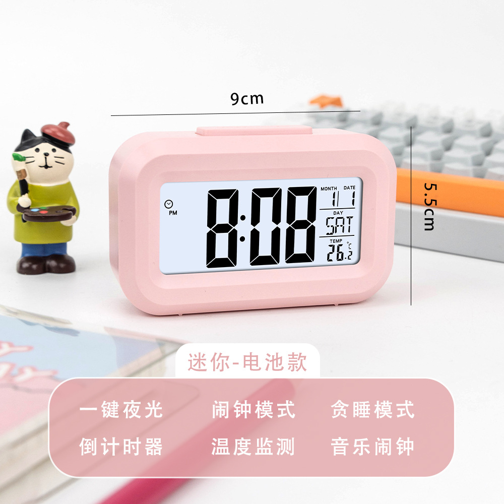Rosa claro [Reloj despertador multifuncional que brilla en la oscuridad]