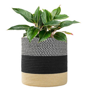 Panier <span class=keywords><strong>de</strong></span> plantes <span class=keywords><strong>en</strong></span> <span class=keywords><strong>corde</strong></span> <span class=keywords><strong>de</strong></span> coton tissé avec poignées - Product Image 2