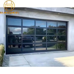 맞춤형 솔루션 현대 전기 자동 알루미늄 블랙 강화 유리 오버 헤드 차고 문 빌라 - Product Image 2