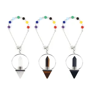 Wholesale Gemstone Pendulum Seven Chakra Healing Spiritual Crystal Dowsing Pendulum For Meditation