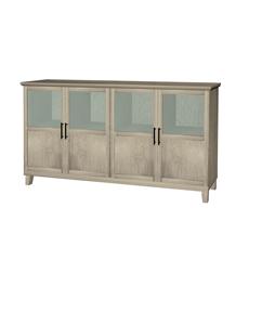 Buffet moderne en métal et bois avec 4 portes vitrées, étagère réglable, grande capacité pour salon, hôtel, villa, appartement, usage domestique - Product Image 5