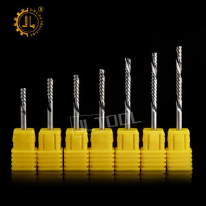 Máquina CNC para baixo corte moinho 3.175 downcut cnc router bits 1/8 plano fim moinho para baixo cortar um único flauta espiral fresa carboneto de bits