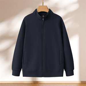 Waffle Knit Thickened Stand Collar Zipper Sweatshirt Solid Color Work Uniform Custom Logo Printing - Product Image 2