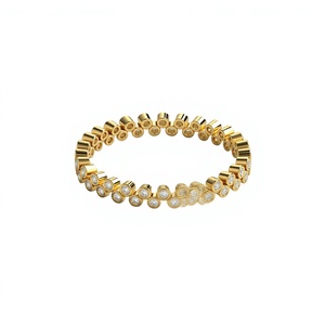 Anillo de Diamantes Cultivados en Laboratorio con Corte Brillante Redondo de Doble Hilera, Chapado en Oro de 18K y 14K, Anillo de Eternidad para Mujer, Anillo de Boda Escalonado - Product Image 1
