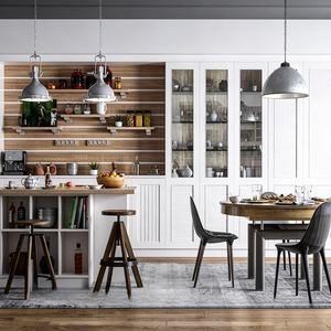 <span class=keywords><strong>Cuisine</strong></span> élégante et minimaliste BALOM, blanche, avec vitrine à verres à vin, crédence en carreaux noirs, ameublement de <span class=keywords><strong>cuisine</strong></span> résidentiel. - Product Image 3
