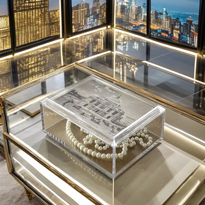 Boîte à bijoux rectangulaire en acrylique avec couvercle photo de style moderne 5 "x 7" stockage polyvalent pour les magasins de détail bijoux Keekes bibelots - Product Image 6