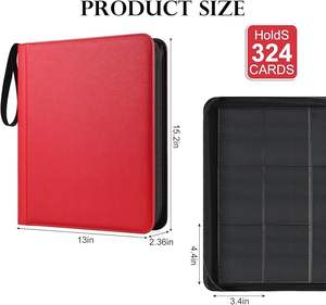 Elegante Carpeta de Tarjetas de Cuero PU Rojo Personalizada con 9 Bolsillos, Páginas Interiores de PP, Cierre Seguro y Alta Capacidad para Almacenamiento de Tarjetas - Product Image 2