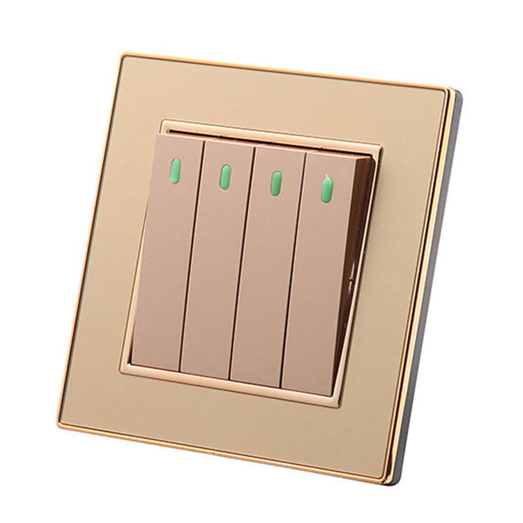 Acrylic Series Electrical Britain Outlet Control Push Button Panel Switch 1/2/3/4 Gang 1 Way UK Wall Switch