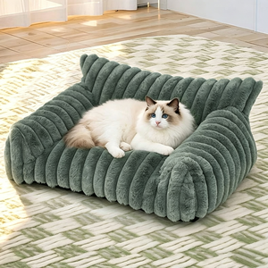 Lit pour chien en fausse fourrure de luxe, rectangulaire, doux, amovible, lavable, rose, pour chiens, salon, toutes saisons - Product Image 6