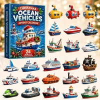Calendrier de l'Avent de Noël 24 jours : Ornements de véhicules de construction 2D plats