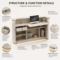 Comptoir de réception moderne Qianyang avec façade en lattes de bois, petit bureau d'accueil pour salon, clinique, hall d'entreprise, prix usine LED