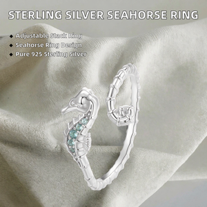 925 <b>Sterling</b> <b>Silver</b> Seahorse Open <b>Rings</b> Adjustable <b>Stacking</b> <b>Rings</b> for Women Wedding Engagement Gift Fine Jewelry BSR559-E - Product Image 2