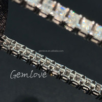 Pulsera de eslabones cubanos con diamantes de laboratorio para hombre, oro de 18 quilates, cadena de hip hop con diamantes negros/azules/verdes, joyería elástica de lujo para hombre