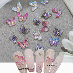 100 pièces/sac mixte papillon Nail Art breloques étincelle papillon résine conceptions manucure bijoux Aurora elfe papillon ongles fournitures - Product Image 1