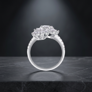 Sparkling Cut Moissanite Silver Plated 925 Sterling Silver High Quality Bezel Setting Toi Et Moi GRA Certified Luxury <b>Ring</b> - Product Image 3