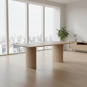 Table à manger rectangulaire en bois de frêne naturel, design moderne, écologique et durable, pieds en métal, meubles de salle à manger pour 8 personnes - Product Image 3