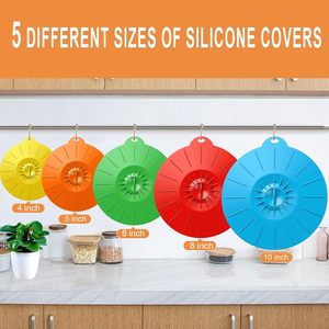 Couvre-plats en silicone pour micro-ondes, 5 tailles, réutilisables, résistants à la chaleur, avec ventouse, adaptés aux tasses, bols, assiettes, casseroles et poêles - Product Image 3