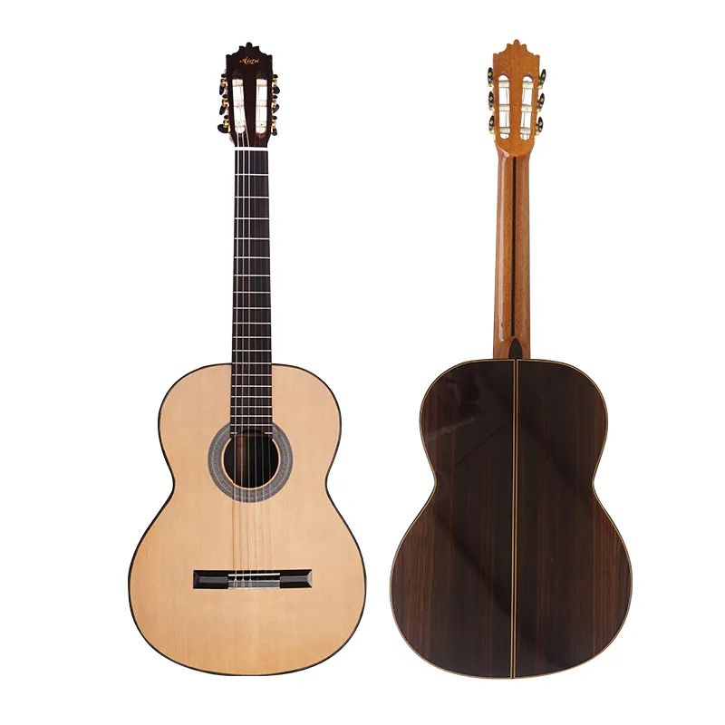 OEM ODM डिजाइन कस्टम लोगो हस्तनिर्मित उच्च अंत ग्रेड सभी ठोस सजाना शीर्ष भारतीय शीशम पारंपरिक स्पेनिश शास्त्रीय गिटार