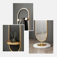 Miroir sur pied rotatif pleine longueur tendance, moderne, avec cadre en verre et métal, personnalisable, décoratif pour salon