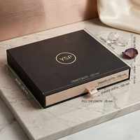 Boîte à tiroir coulissant noir et or personnalisable avec logo, conteneur rigide premium avec ruban de traction pour palettes de cosmétiques en gros