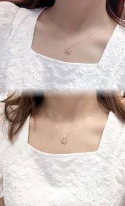 18K מוצק זהב VS טבעי יהלומי <span class=keywords><strong>4</strong></span> עלה תלתן תליון שרשרת עלה זהב מעודן נשים סיבוב קסם שרשרת - Product Image 6