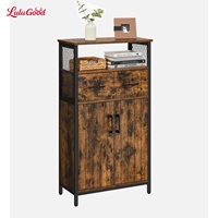 Buffet de cuisine moderne en bois avec deux portes et tiroirs, meuble de rangement haut pour salle à manger