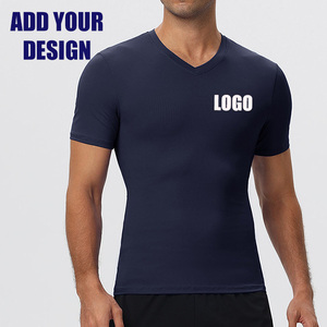 Wholesale V‑Neck Quick-dry Homme T Shirts Printing Short Sleeve Premium Blank <b>Tshirts</b> Casual Plain Customized <b>Tshirt</b> For Men - Product Image 2
