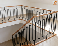 Balustre en fer forgé noir et or, design moderne, rond, carré, incurvé, ovale, ornemental, pour l'intérieur, pour garde-corps d'escalier