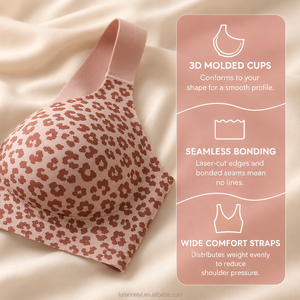 Reggiseno modellante <span class=keywords><strong>senza</strong></span> cuciture e <span class=keywords><strong>senza</strong></span> <span class=keywords><strong>ferretto</strong></span> da donna, pronto per la spedizione, con supporto e contenimento, anti-cedimento, a coppa intera, con stampa leopardata, modello Jelly Bra - Product Image 5