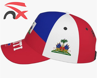 Casquette de baseball réglable de luxe avec logo personnalisé, drapeaux nationaux haïtiens, protection solaire pour hommes et femmes
