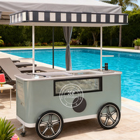 Camion de nourriture mobile à crème glacée à 4 roues personnalisé avec lumières LED, chariot de nourriture à grignoter, congélateur pour utilisation en extérieur