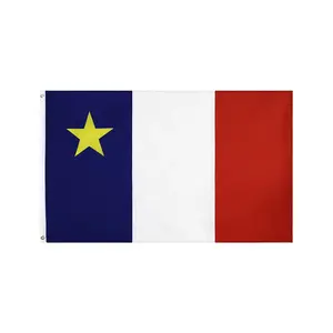 पर्याप्त सूची टिकाऊ 3 * 5ft पीला सितारा लाल सफेद, नीले समुद्री संकेत Acadia झंडा