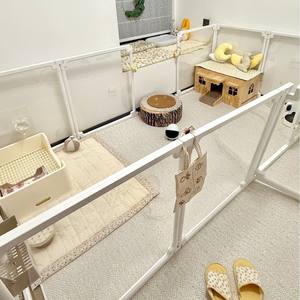 Jaula cuadrada de plástico transparente moderna para perros con cierre de botón, valla ecológica para perros pequeños medianos con patrón sólido para interiores/exteriores - Product Image 4