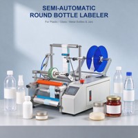 Machine d'étiquetage semi-automatique pour contenants cylindriques, écran tactile, pour bouteilles en PET, bouteilles en verre, étiqueteuse de bocaux