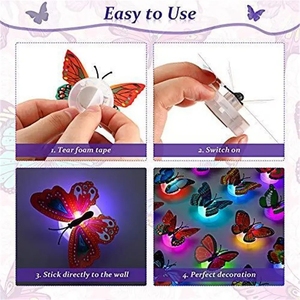 Autocollants muraux LED 3D Papillon Lumineux à Vendre : Décoration DIY pour Chambre, Fête et Maison (Vente en Gros) - Product Image 4