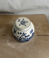 Chinois Antique bleu et blanc porcelaine céramique thé bonbons conteneurs boîte de rangement café céramique bidon Floral et oiseau Motif