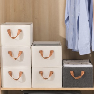 Clothing Organizer Fabric Storage Box Rectangle Gray Milky White Large Capacity Drawer Type Standing Home Use - Product Image 2