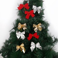 12 nœuds rouges de Noël en tissu, décorations de nœuds prêts à accrocher pour sapin de Noël, ornements de Noël, bricolage pour les fêtes