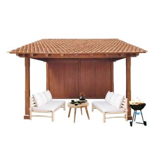 Pergola de luxe en teck pour l'extérieur, au design moderne, avec tissu résistant à l'eau, écologique, facile à assembler, idéale pour les resorts et les villas. - Product Image 1