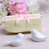 Shakers à sel et à poivre en céramique Love Birds, cadeaux et faveurs de mariage