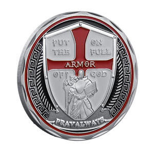 Koin Peringatan Dewa Armor Penuh Kerajinan Besi 3D, Tema Salib Iman, Ornamen Meja Rumah, Cetak UV, Personalisasi - Product Image 5