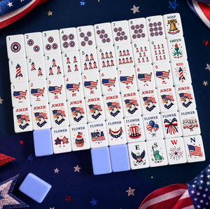 Set di Mahjong Patriottico Americano per il 250° Anniversario, Lussuoso e Moderno, in Acrilico a 4 Strati, per 4 Giocatori, Tessere Mahjong Universali in Stile Americano - Product Image 2