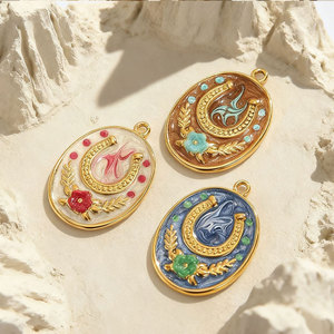 Pulsera de Acero Inoxidable 316L con Dijes de Herradura, Chapada en Oro PVD de 14k 18k, Joyería Personalizada DIY para Pulseras y Collares - Product Image 3