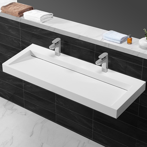 KKR-fregadero con diseño de mármol, superficie sólida acrílica, rampa de baño, pendiente blanca, lavabos - Product Image 1