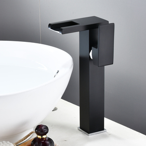 <span class=keywords><strong>Robinet</strong></span> de lavabo cascade pour salle de bain, mitigeur de lavabo, <span class=keywords><strong>robinet</strong></span> de toilette à poignée unique, couleur noire - Product Image 1