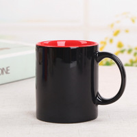 Taza de Té de Porcelana Negra Brillante de Doble Color de 11 oz al por Mayor, Taza de Café de Cerámica con Logotipo Personalizado Impreso para Regalo Promocional