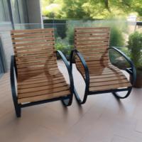 Chaise longue de bistrot en plastique, bois et aluminium pour l'extérieur, chaise à bascule pour jardin, balcon, hôtel et terrasse
